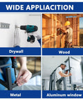 Applications of 465 Piece Self Drilling And Self Tapping Screws Set In 410 Stainless Steel on drywall, wood, metal, and aluminum window.