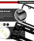 Stainless Steel Front License Plate Bracket Kit With Screws And Ties No Drill Install Front Bumper showing frame and features.
