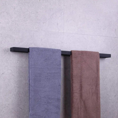 Matte Black 36 Inch Stainless Steel Bathroom Towel Bar Wall Mount Made From SUS 304 For Durable Rust Resistant Performance Modern Style