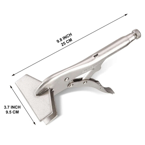 10 Inch Locking Sheet Metal C Clamp for Fabrication and Welding, heavy duty, precision jaws, durable steel, quick release gripper.