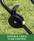 Cable Flow Control Mechanism on 60 Lb Walk Behind Spreader Built Tough With Pre Assembled Hopper And Enclosed Gear Box, 11,000 Sq Ft Coverage