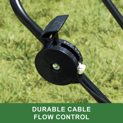 Cable Flow Control Mechanism on 60 Lb Walk Behind Spreader Built Tough With Pre Assembled Hopper And Enclosed Gear Box, 11,000 Sq Ft Coverage