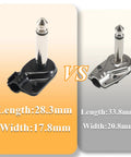 Solid 1/4 Inch Ts Patch Connector Right Angle 6.35Mm Cable Jack comparison of black and nickel plated jacks dimensions displayed.