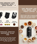 Compact Capsule Coffee Machine With Built In Grinder And Steam Wand For Home Or Office auto brew espresso options displayed