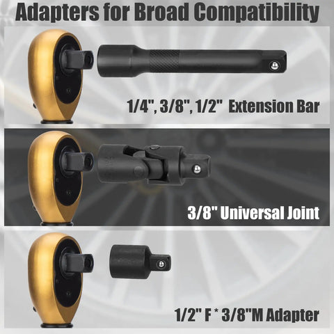 All In One Torque Wrench Set With 1/4, 3/8, And 1/2 Inch Drives adapters for broad compatibility