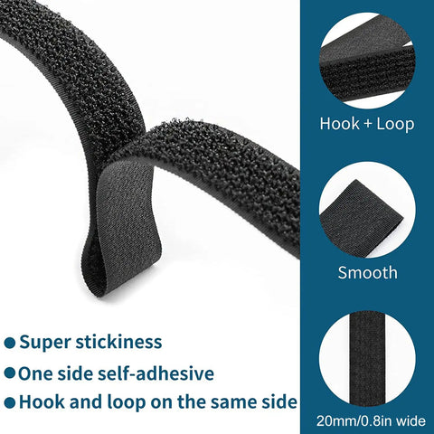 Adjustable 26Ft Black Cable Straps With 30 Buckles For DIY Cord Bundling Free Cut Length Reusable Nylon Hook And Loop Fastening Ties