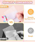 Quality comparison between smooth KN95 mask material and rough alternative for Kids KN95 Face Mask Disposable 50 Pack Small Size For Children.