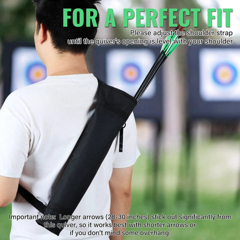 Man wearing Archery Quiver For Back Or Hip Carry Adjustable Arrow Holder For Compound And Recurve Bows Lightweight Foldable Quiver