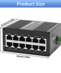 Rugged Industrial 12 Port Gigabit Ethernet Switch Unmanaged Outdoor Network Switch with Auto Negotiation RJ45 Ports