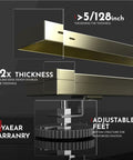 36 Inch Linear Shower Drain With No-Nonsense Reversible 2-In-1 Cover Tile Insert And Removable Grate In Brushed Gold SUS304 Stainless