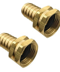 Beefy Built Tough Heavy Duty Brass Garden Hose Adapter Swivel Fitting With Three Quarter Inch Barb And Three Quarter Inch GHT Female Connector For High Pressure Outdoor Hoses And Irrigation Rust Resistant Durable Two Pack, two brass fittings