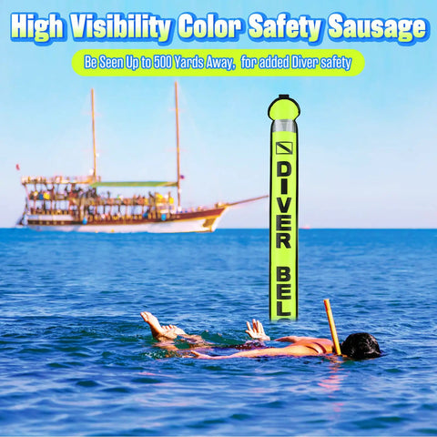 High Visibility Surface Marker Buoy For Diving And Freediving, Inflatable SMB with Dive Flag in open water