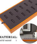 Slick Gray Solid Wood Jewelry Display Tray Featuring 12 Ring Slots top view showcasing solid wood design with soft padding.