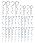 Five Size Cotter Pins R Clips Kit For Trailers Lawn Mowers Trucks ATVs And More With Spring Steel Hitch Pins Clamps And Fasteners Silver Universal Fit Multipurpose Trailer Gear For DIYers And Pros, assorted sizes