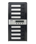 Heavy Duty Workhorse Eight Bay Thunderbolt 3 Usb 32 Gen 2 Raid Enclosure Connecting Sata And Sas Drives With Knockout Throughput And Stress Free Installation front view showing eight drive bays and control panel.