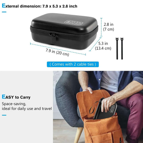 Kickass Hard EVA Tech Organizer Case in black, 7.9 x 5.3 x 2.8 inch, ideal for packing chargers and cables securely.