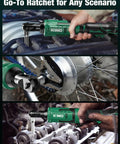 Electric Cordless Ratchet Wrench 3/8 Inch With Beast 89 Ft-Lbs Torque And 400 RPM, Variable Speed, Dual 2.0Ah Batteries, 7 Sockets, 3/8 To 1/4 Inch Adapter, 3 Inch Extension Bar, Fast Charger Kit in automotive use
