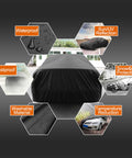 All Weather Waterproof Car Cover For Sedan Keeps Your Ride Protected From Rain And Sun Universal Fit With Windproof Straps And Buckle Bottom Easy On And Off 470 X 170 X 150 Cm with waterproof and dustproof features illustration