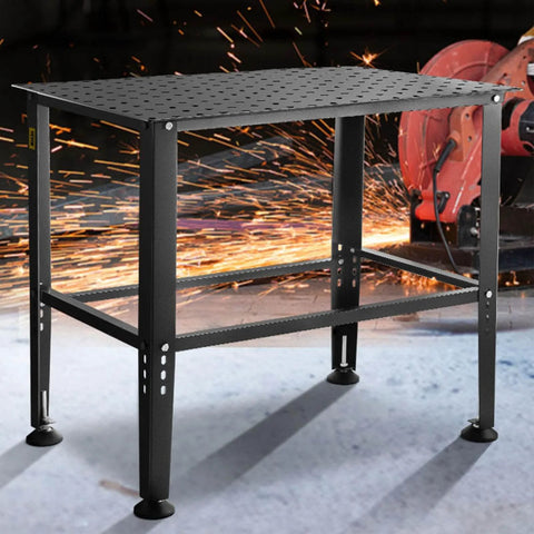 Front view of Beefy Heavy Duty Welding Table 36 By 24 Inches With 800 Lbs Capacity, Rugged Welding Workbench