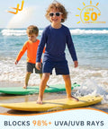 Toddler Rash Guard Swim Shirt For Boys Long Sleeve UPF 50+ Sun Safe Protection Quick Dry Beach Swim Tee Navy Blue For All Day Water Activities