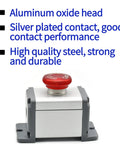 Heavy Duty 16mm Latching Emergency Stop Push Button Switch With 32mm Head In Stainless Steel 304, Wired Socket, 1NO 1NC, Aluminum Alloy Stop Cap, Ideal For 120V 12V And 5V To 220V Systems, red head