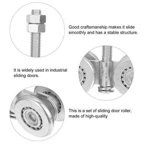 Close-up of Heavy Duty Sliding Door Pulley Track Roller with 200 kg load capacity for industrial gates, showing steel construction.