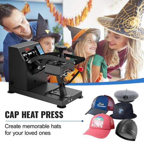 Zero Hassle 6X3.75 Inch Curved Hat Heat Press Clamshell Design Nonstick Aluminum Plate Digital Lcd Timer Temperature Control Badass Gear For Custom Caps That Gets The Job Done Fast in use with hats and children.