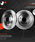 Front Vented Disc Brake Rotors Pair Compatible With Chrysler Dodge Jeep 2007 To 2017 Models, 11.57 inch diameter, galvanized anti-rust coating.