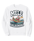 Santa Outrigger Canoe Hawaii Surf Sweatshirt Retro Aloha Vibes Black 8.5 Oz Classic Fit With Twill Taped Neck Cozy Holiday Gear