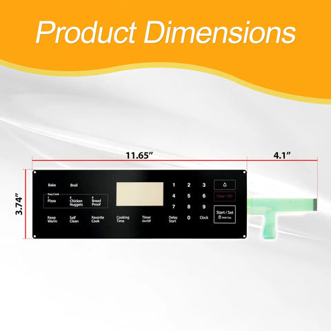 DG34-00025A Membrane Switch Touchpad Replacement For Samsung Range Ovens with dimensions 11.65 x 3.74 x 4.1 inches