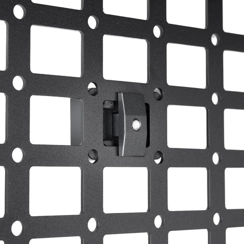 Close-up of Universal MOLLE Mounting Bracket Base 4 Pack For Panels And Accessories Mounts Fits 1 To 1.7 Inch MOLLE Slots installed