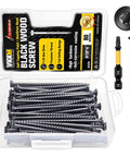 Ten By Four Inch Black Star Drive Wood Screws Self Tapping Deck Screws 80 Pieces with Free T25 Bit in plastic box