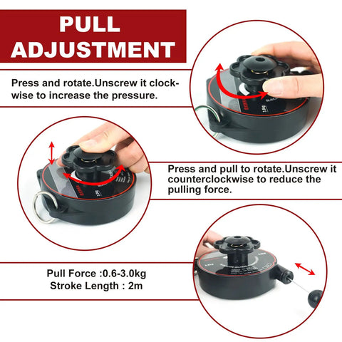 Universal Ev Charger Cable Retractor Features Slick Garage Cord Organizer For Level 2 Wall Or Ceiling Mount, pull adjustment mechanism.