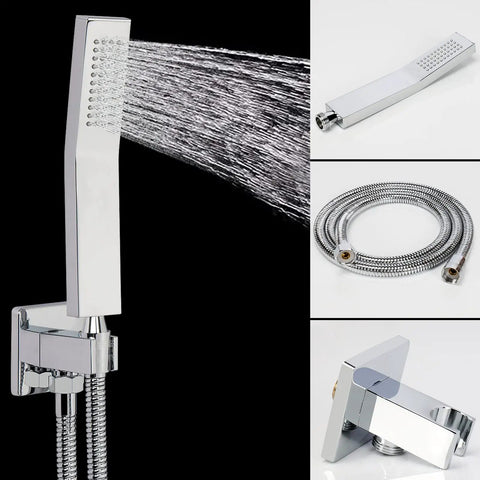 Ultimate Rain Shower System With Dual Heads, Ceiling Mounted High Pressure Flow, Chrome 12 Inch Showerhead Handheld Detail