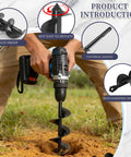 Person using an Extended Spiral Auger Drill Bit For Planting 1.6 In Diameter By 8.66 In Length With 3/8 In Hex Shank on grass