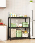 Beefy 3 Tier Wire Shelving Unit With 1200 Lbs Total Capacity And 400 Lbs Per Shelf in kitchen, holding kitchen items
