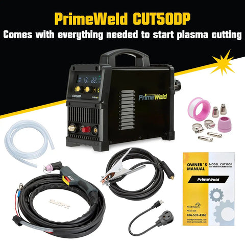 50A Air Inverter Plasma Cutter With Non-Touch Pilot Arc, Dual Voltage 110V/220V And Dual Frequency 50Hz/60Hz, Portable Metal Cutting Tool, CUT50DP