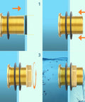 Installation steps for Brass 1-1/2 Inch Female To 2 Inch Male Bulkhead Tank Connector Fitting With Rubber Ring For Water Tanks Buckets And Fish Tanks Heavy Duty Bulkhead Adapter For Water Towers Temperature Range -65 To 250 Degrees Fahrenheit