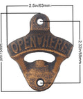 Antique Gold Cast Iron Wall Mounted Beer Bottle Opener With Rustic Hand Painted Finish Built For A Badass Backyard Bar Setup And Heavy Duty Outdoor Bottle Puller, dimensions 3x2.5x2.32 inches.