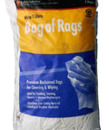 White Knit T Shirt Cloth Rags 8.5 x 4.5 Inches Small Pack For All Purpose Wiping Cleaning And Polishing Practically Lint Free Soft Absorbent Non Scratch Rags 2 Lb Bag For Garage Car Home Use in clear packaging.