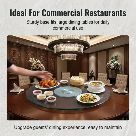Tempered Glass Round Lazy Susan Turntable With 360 Degree Silent Spin And Ultra Smooth Jitter Free Rotation At a restaurant