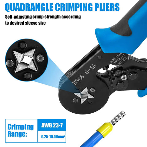 Pro Grade Ferrule Crimping Tool Kit With 1800 Wire End Terminals And Crimpers, Self Adjustable Ratchet For AWG 23 To 7