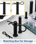 Clevis Pins Set With Cotter Pins And R Clips In 16 Sizes, Black Finish, Heavy Duty Hardware Kit For Mechanical Linkages on table