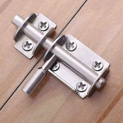 Stainless Steel Sliding Bolts Hasp Hardware Safety Gate Bathroom Door Lock close-up view showing durability and steel construction.