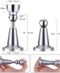 Two Pack Magnetic Door Stopper With Soft Catch Heavy Duty Stainless Steel Door Catch Wall And Floor Mounted, silver