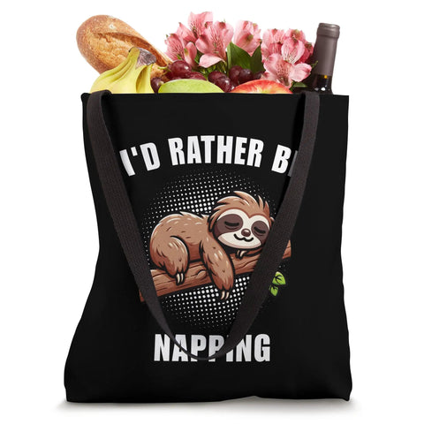 Sloth Tote Bag I'd Rather Be Napping For Lazy Day Vibes A Funny Gift For Nap Lovers And Sloth Fans Durable Canvas Tote