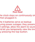 Important usage instructions for Slim Digital Mirror Alarm Clock With Gold Finish Dope LED Display.