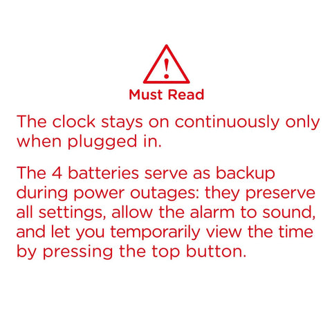 Important usage instructions for Slim Digital Mirror Alarm Clock With Gold Finish Dope LED Display.