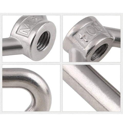 Heavy Duty Stainless Steel Lifting Eye Nut Set 2 Pieces M22 M24 M27 M30 M36 For Lifting Equipment Corrosion Resistant Precision Threads Smooth Finish Easy To Install And Use close-up threaded stainless steel eye nut