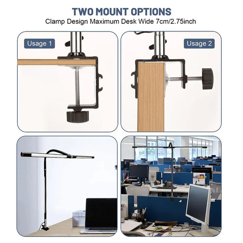 Dope 34.25 Inch Architect Desk Lamp in Black for Home Office with clamp design and adjustable mount options shown in office setting
